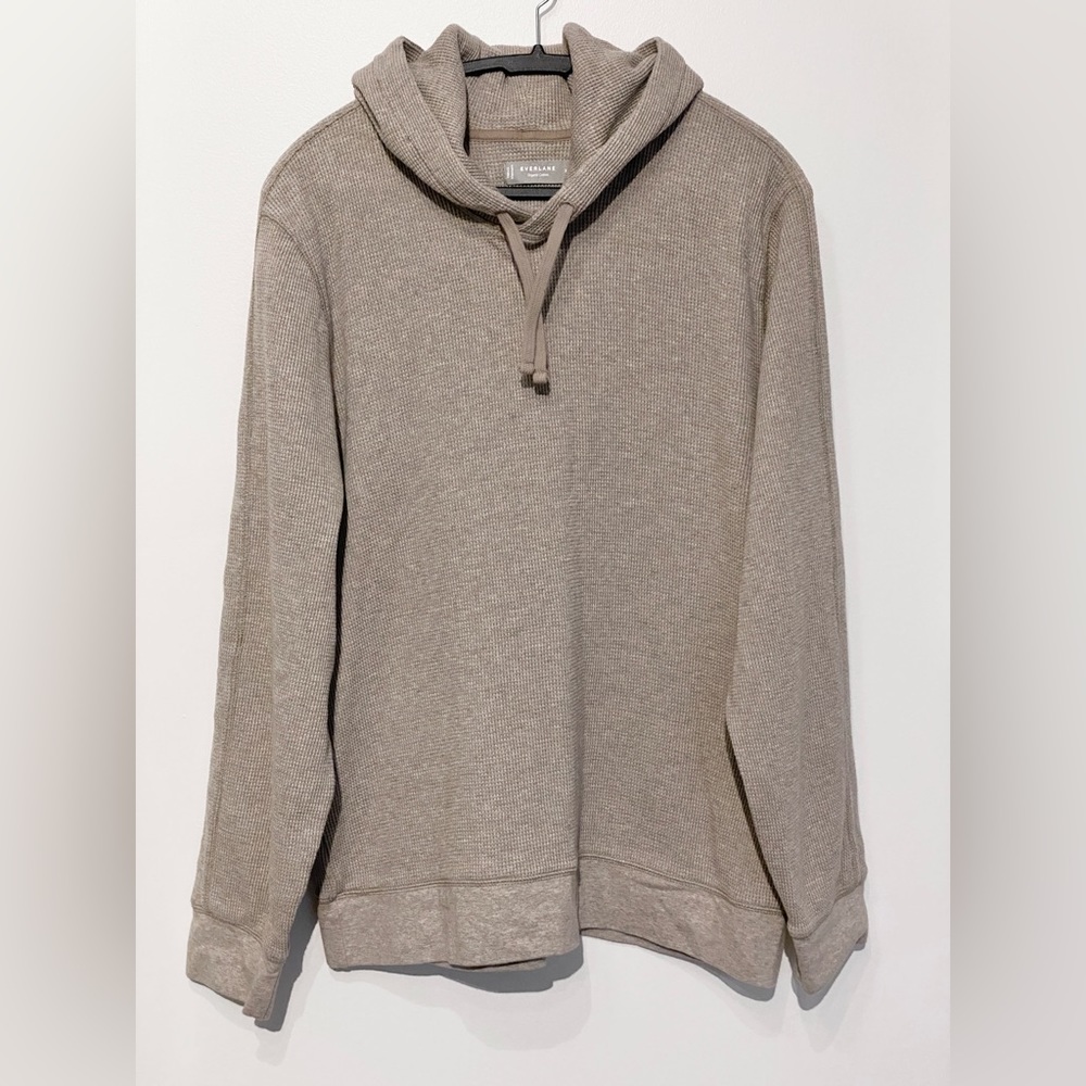 Everlane Men’s The Waffle-Knit Hoodie in Heather Oatmeal XL Organic Cotton